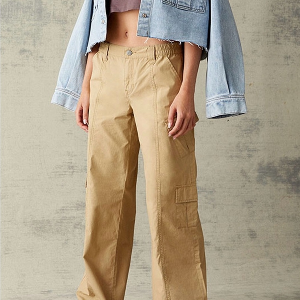 PacSun Tan Cargo Trousers Low Rise Puddle Pants size M